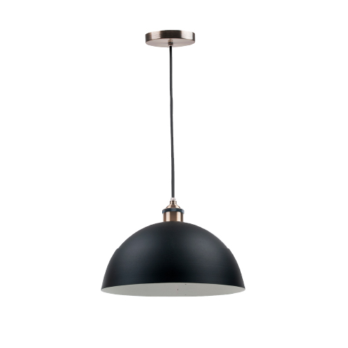 COLGANTE SEMIESF 1 LUZ E27 NEGRO INTERIOR BLANCO DIAM 40CM